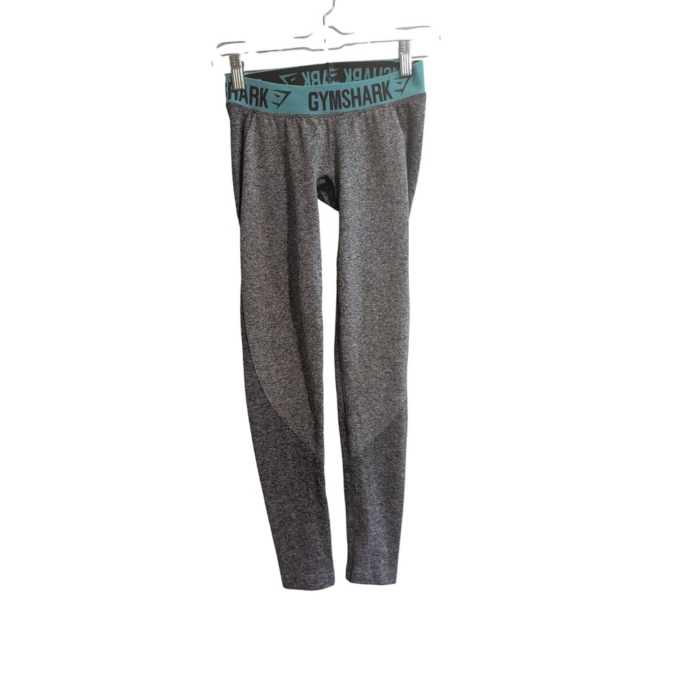 Gymshark Leggings Womens Small Grey Teal Dry Moisture Wicking Marl Knit Athletic